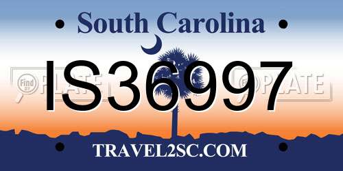 IS36997 South Carolina License Plate