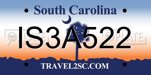 IS3A522 South Carolina License Plate