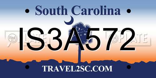 IS3A572 South Carolina License Plate