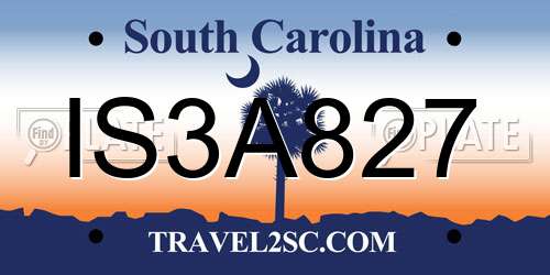 IS3A827 South Carolina License Plate