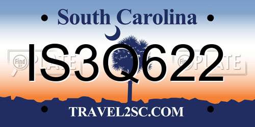 IS3Q622 South Carolina License Plate