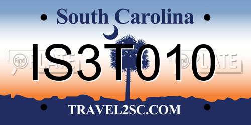 IS3T010 South Carolina License Plate