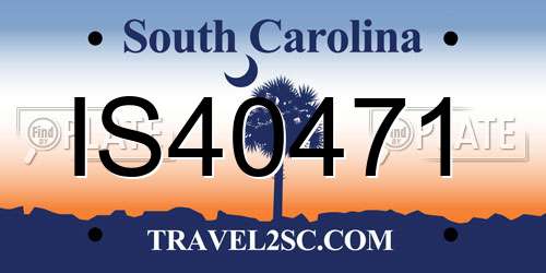 IS40471 South Carolina License Plate