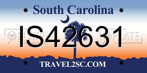 IS42631 South Carolina License Plate