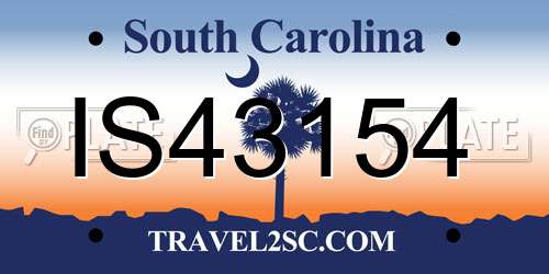IS43154 South Carolina License Plate