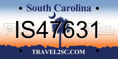 IS47631 South Carolina License Plate