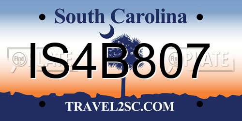 IS4B807 South Carolina License Plate
