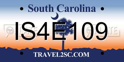 IS4E109 South Carolina License Plate