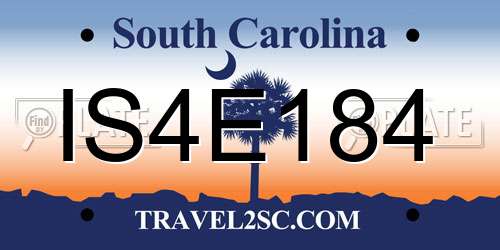IS4E184 South Carolina License Plate