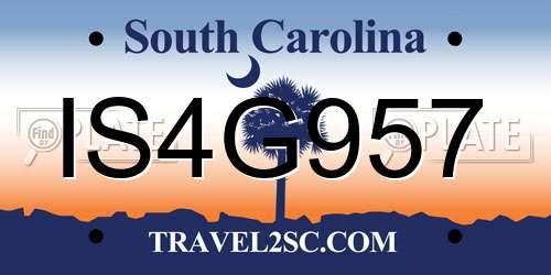 IS4G957 South Carolina License Plate