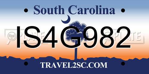 IS4G982 South Carolina License Plate