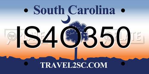 IS4O350 South Carolina License Plate