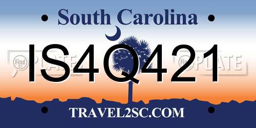 IS4Q421 South Carolina License Plate