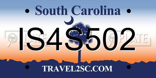 IS4S502 South Carolina License Plate