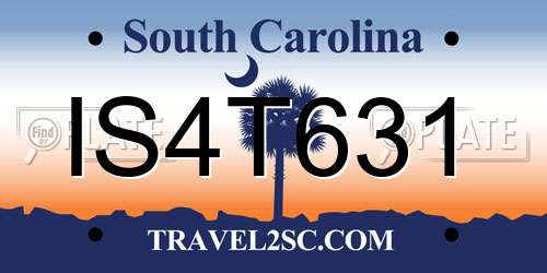 IS4T631 South Carolina License Plate