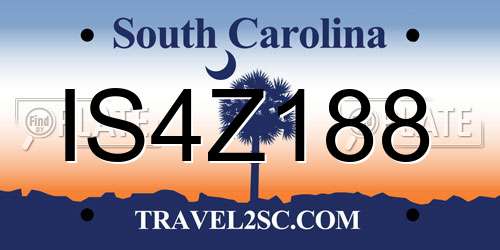 IS4Z188 South Carolina License Plate
