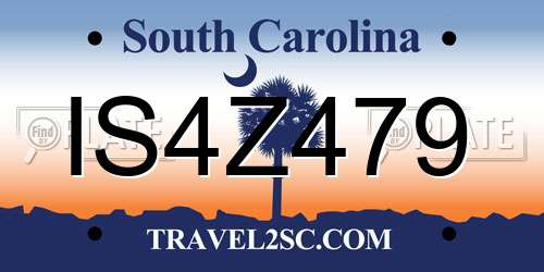 IS4Z479 South Carolina License Plate