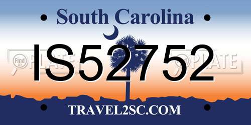 IS52752 South Carolina License Plate