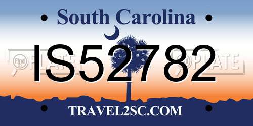 IS52782 South Carolina License Plate