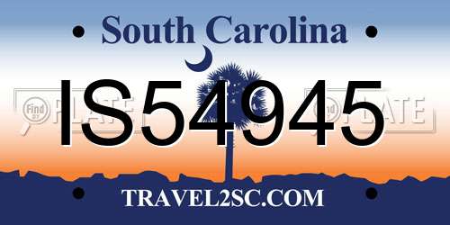 IS54945 South Carolina License Plate