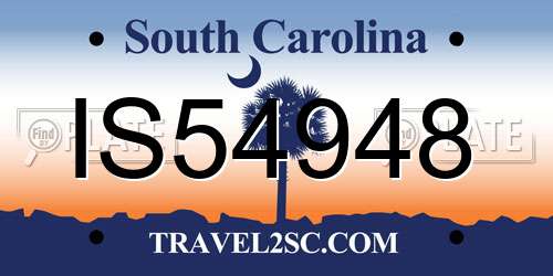 IS54948 South Carolina License Plate