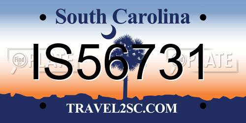 IS56731 South Carolina License Plate