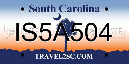 IS5A504 South Carolina License Plate