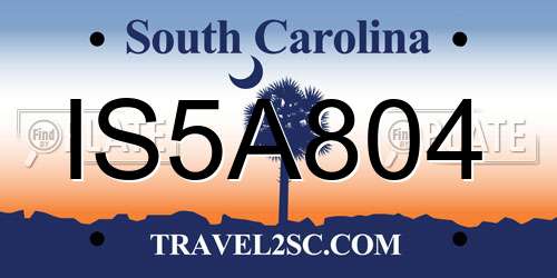 IS5A804 South Carolina License Plate