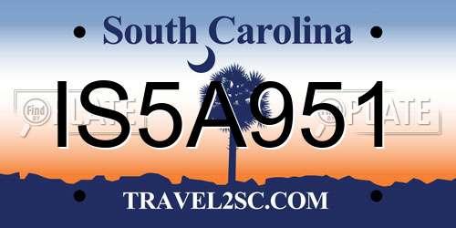 IS5A951 South Carolina License Plate