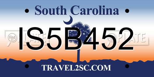IS5B452 South Carolina License Plate