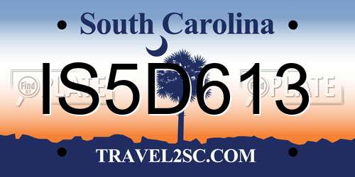 IS5D613 South Carolina License Plate