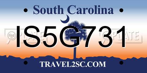 IS5G731 South Carolina License Plate