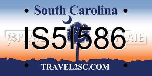 IS5I586 South Carolina License Plate