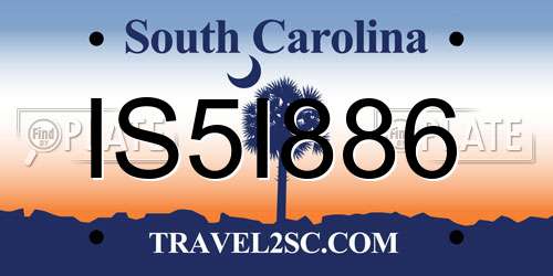 IS5I886 South Carolina License Plate