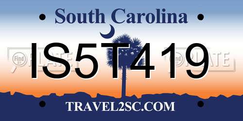 IS5T419 South Carolina License Plate