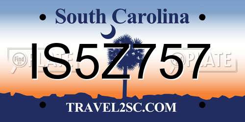 IS5Z757 South Carolina License Plate