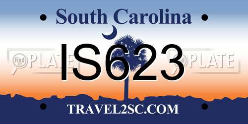 IS623 South Carolina License Plate