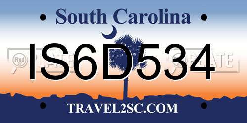 IS6D534 South Carolina License Plate