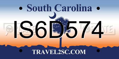 IS6D574 South Carolina License Plate