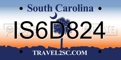 IS6D824 South Carolina License Plate