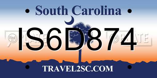 IS6D874 South Carolina License Plate