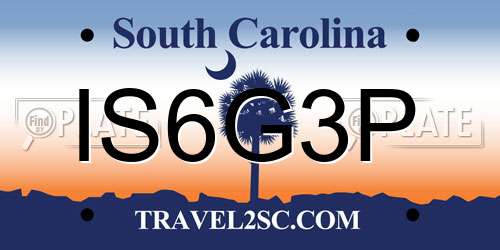 IS6G3P South Carolina License Plate