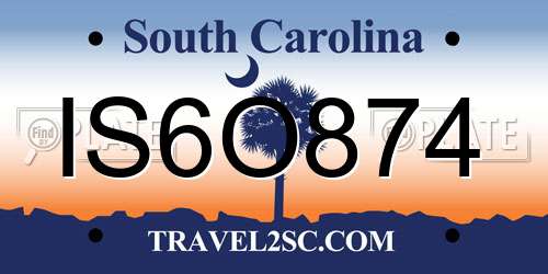 IS6O874 South Carolina License Plate