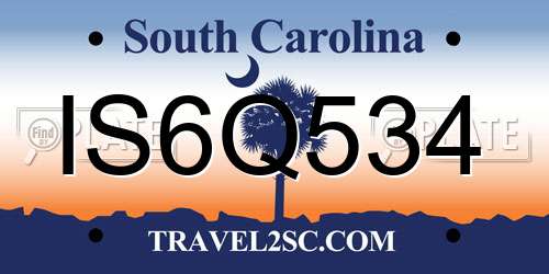IS6Q534 South Carolina License Plate