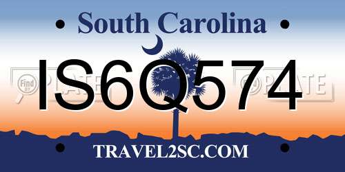 IS6Q574 South Carolina License Plate