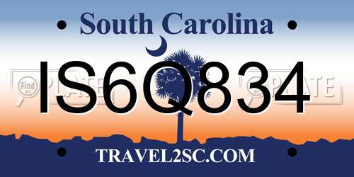 IS6Q834 South Carolina License Plate