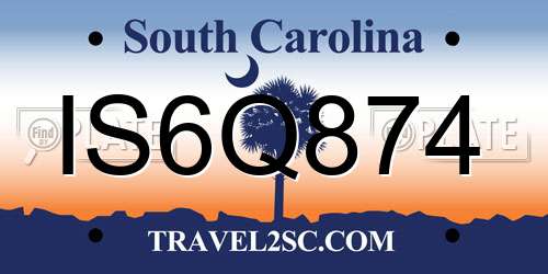 IS6Q874 South Carolina License Plate