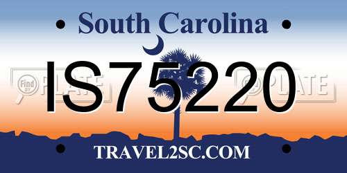 IS75220 South Carolina License Plate