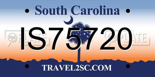 IS75720 South Carolina License Plate