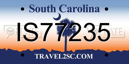 IS77235 South Carolina License Plate